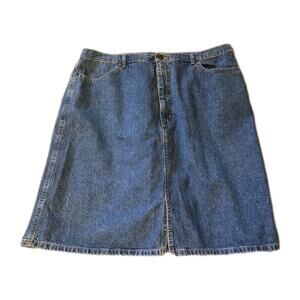 Women's Plus Size 20 Tall Eddie Bauer Denim Skirt Casual Front Kick Pleat Cabin